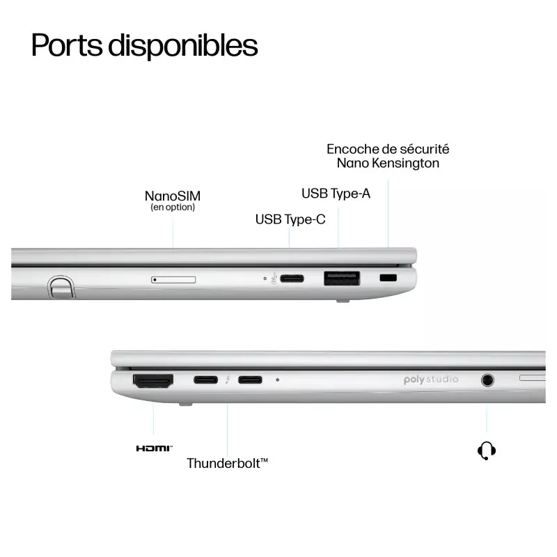Portable HP Elitebook 8 G1i Flip AI Intel Core Ultra 5 225U 16GB 512GoSSD Intel Graphics 12TOPs 13.3'' WUXGA IPS Win11Pro batt…