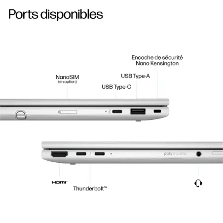 Portable HP Elitebook 8 G1i Flip AI Intel Core Ultra 5 225U 16GB 512GoSSD Intel Graphics 12TOPs 13.3'' WUXGA IPS Win11Pro batt…