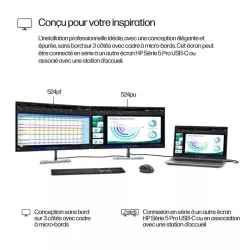 Moniteur HP 524pf sans socle 23.8'' FHD IPS 5 ms 250nits HDMI/DPin 45 4X USB-A 1X USB-C Regl Hauteur,Pivotable,Inclinable…