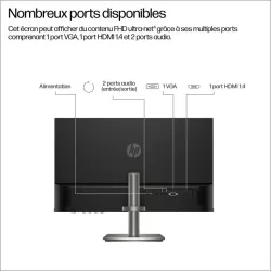 Moniteur HP 524da 24'' FHD IPS 5 ms GtG 300nits 1x HMDI, 1x Alimentation Regl Hauteur,Pivotable,Inclinable 3/3/0 B11W5AT