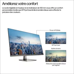 Moniteur HP 524da 24'' FHD IPS 5 ms GtG 300nits 1x HMDI, 1x Alimentation Regl Hauteur,Pivotable,Inclinable 3/3/0 B11W5AT