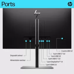 Moniteur HP E27k G5 27'' 4k manageable USB-C power delivery UHD 4K IPS 5ms GtG 350nits Regl Hauteur,Pivotable,Inclinable…