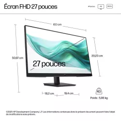 Moniteur HP Series 3 Pro 327ph 27'' FHD IPS 5ms GtG 250nits 100Hz HDMI/VGA/DP Inclinable/Régl Hauteur ENERGY STAR - TCO…