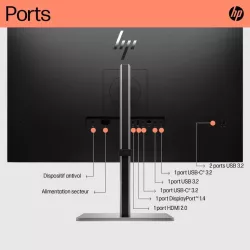 Moniteur HP E32k G5 32'' 4k Docking USB-C power delivery UHD 4K IPS 5ms GtG 350nits Regl Hauteur,Pivotable,Inclinable…