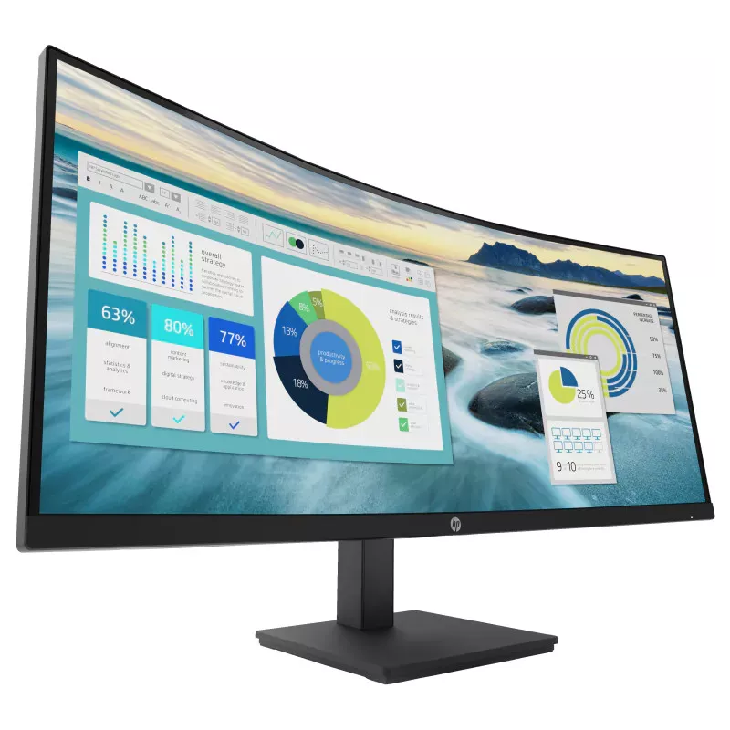 Moniteur HP P34hc G4 34'' WQHD VA Incurvé 5 ms GtG 250nits HDMI/ Display Port/ USB-C PD 65W 4x USB-A 3.2 Regl…
