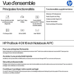 Portable HP ProBook 4 Intel Core Ultra U7-255U 32Go 1ToSSD Intel Graphics 12 Tops 16'' WUXGA Win11Pro B9YS0ET