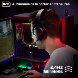 HyperX Cloud Core Noir - Casque sans fil stucture aluminium, son spatial