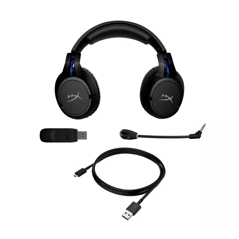 HyperX Cloud Flight Noir-Bleu - Casque de jeu sans fil, Autonomie 30H, Mousse à mémoire de forme