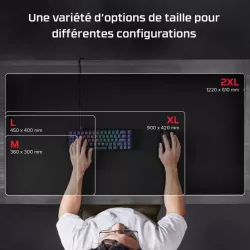 Tapis HyperX Pulsefire (M), surpiqûres anti-effilochage, Base antidérapante en caoutchouc et rembourrage confortable