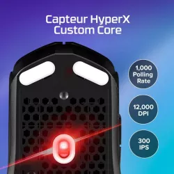 HyperX Pulsefire Haste 2 Core Souris Gaming sans fil - 6 boutons - RGB - multi-plateforme - 2,4 GHz/Bluetooth 5.0/câble USB C…
