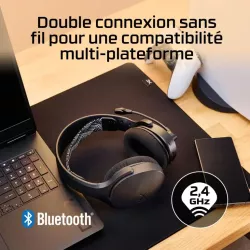 HyperX Cloud Jet Noir - Casque Gamer sans fil - Connexion Bluetooth & 2,4 GHz, Micro pivotant, jusqu'à 20h d'autonomie, Casque…