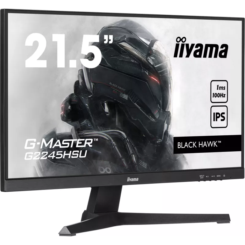 Ecran IIYAMA 22'' G-Master Black Hawk 1ms IPS 1920x1080 16:9 100Hz 300cd/m² HDMI DP USB HUB 2x2.0 HPs Black Tuner VESA 100x100…