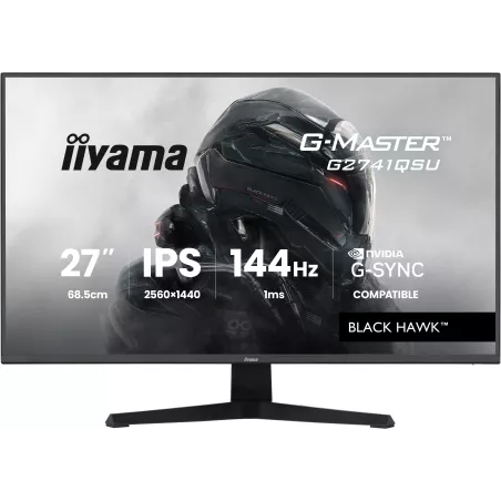 Ecran IIYAMA 27'' G-Master Black Hawk IPS Noir 2560x1440 16:9 1ms 144Hz 350cd/m² 1500:1 HPs HDMI DisplayPort 2xUSB HUB G-SYNC…