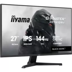 Ecran IIYAMA 27'' G-Master Black Hawk IPS Noir 2560x1440 16:9 1ms 144Hz 350cd/m² 1500:1 HPs HDMI DisplayPort 2xUSB HUB G-SYNC…