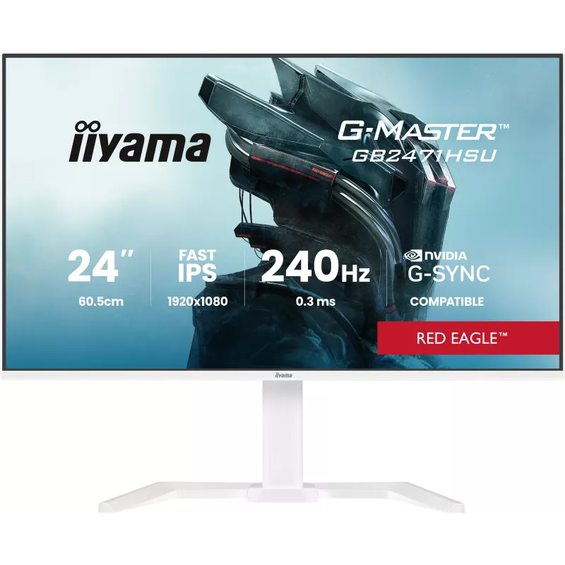 Ecran IIYAMA 23.8'' G-Master Red Eagle Blanc IPS 1920x1080 16:9 0.3ms 350cd/m² 240Hz 1000:1 2xHDMI DP 2xUSB HPs G-SYNC…