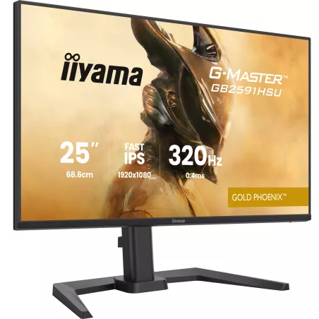 Ecran IIYAMA 24.5'' G-Master Gold Phoenix Noir Fast IPS 1920x1080 16:9 0.4ms 350cd/m² 320Hz 1000:1 2xHDMI DP 4xUSB HPs G-SYNC…