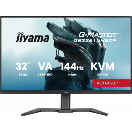 Ecran IIYAMA 32 G-Master Red eagle VA 3840x2160 0.6ms 400cd/m² 144Hz 2xHDMI DP USB-C 4xUSB HPs fonction KVM intégrée 15cm pied…