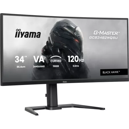 Ecran IIYAMA 34 0.6ms G-Master Black Hawk VA Incurvé 21:9 3440x1440 120Hz 500 cd/m² 2xHDMI Displayport 2xUSB 3.2 2xUSB-C 2xHP…