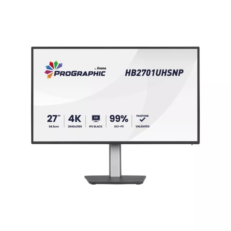 Ecran Prographic IIYAMA 27" Noir Ultra mince IPS 16:9 3840x2160 60Hz 450cd/m² 4ms DP HDMI HPs 4xUSB HUB USB-C DOCK 15cm pied…