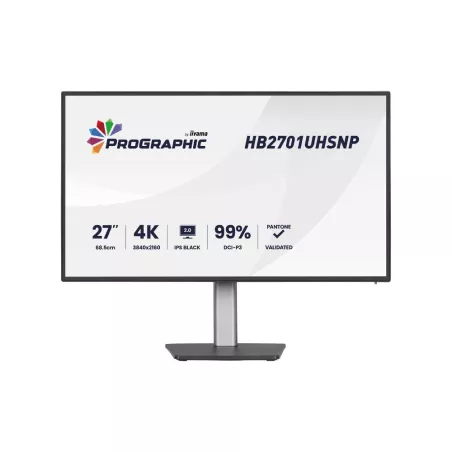 Ecran Prographic IIYAMA 27" Noir Ultra mince IPS 16:9 3840x2160 60Hz 450cd/m² 4ms DP HDMI HPs 4xUSB HUB USB-C DOCK 15cm pied…