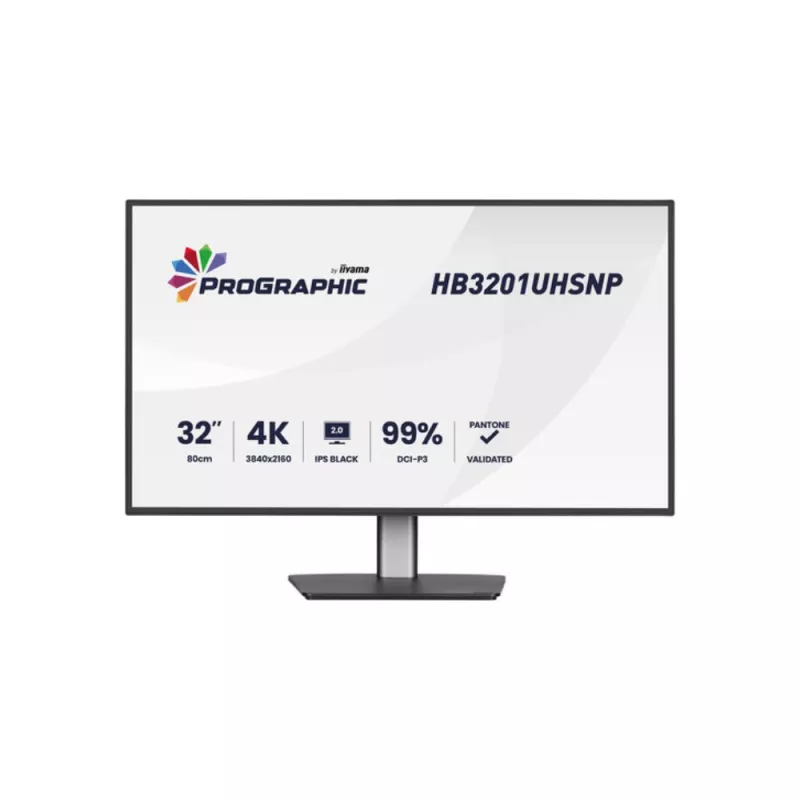 Ecran Prographic IIYAMA 32" Noir Ultra mince IPS 16:9 3840x2160 60Hz 450cd/m² 4ms DP HDMI HPs 4xUSB HUB USB-C DOCK 15cm pied…