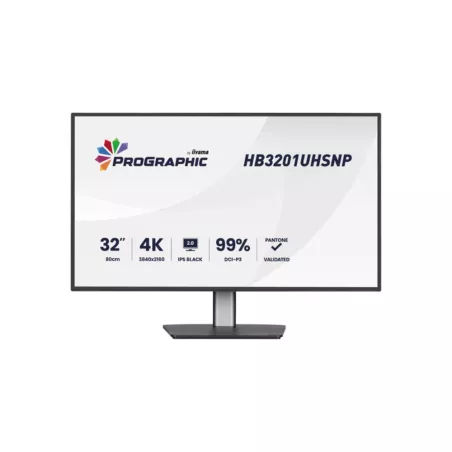 Ecran Prographic IIYAMA 32" Noir Ultra mince IPS 16:9 3840x2160 60Hz 450cd/m² 4ms DP HDMI HPs 4xUSB HUB USB-C DOCK 15cm pied…