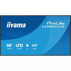 IIYAMA LFD 98" dalle VA 4K UHD 3840x2160 16:9 24/7 2xHDMI USB-C 2xUSB HPs 500cd/m² 6.5ms VESA 700x500 Paysage LE9864UHS-B1AG