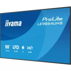 IIYAMA LFD 98" dalle VA 4K UHD 3840x2160 16:9 24/7 2xHDMI USB-C 2xUSB HPs 500cd/m² 6.5ms VESA 700x500 Paysage LE9864UHS-B1AG