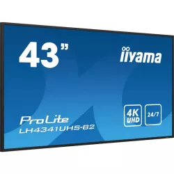 IIYAMA LFD 43 dalle IPS 4K UHD 3840x2160 16:9 24/7 VGA 3xHDMI USB HPs 500cd/m² 8ms VESA 200x200 Paysage/portrait, Media Player…