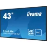 IIYAMA LFD 43 dalle IPS 4K UHD 3840x2160 16:9 24/7 VGA 3xHDMI USB HPs 500cd/m² 8ms VESA 200x200 Paysage/portrait, Media Player…