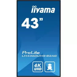 IIYAMA LFD 43 dalle VA 24/7 4K 3840x2160 16:9 3xHDMI 2xUSB 2.0 HPs 2x10W Paysage/port 6.5ms 500cd/m² MediaPlayer VESA 400x300…