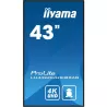 IIYAMA LFD 43 dalle VA 24/7 4K 3840x2160 16:9 3xHDMI 2xUSB 2.0 HPs 2x10W Paysage/port 6.5ms 500cd/m² MediaPlayer VESA 400x300…