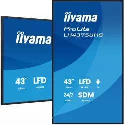 IIYAMA LFD 43 dalle IPS 24/7 4K 3840x2160 16:9 3xHDMI 2xUSB DP HPs RJ45 RS-232c 500cd/m² Paysage/port 8ms MediaPlayer Android…