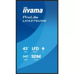 IIYAMA LFD 43 dalle IPS 24/7 4K 3840x2160 16:9 3xHDMI 2xUSB DP HPs RJ45 RS-232c 500cd/m² Paysage/port 8ms MediaPlayer Android…