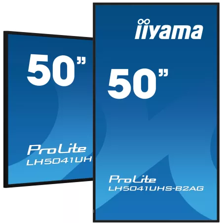 IIYAMA LFD 50 dalle VA 4K UHD 3840x2160 24/7 1xVGA 3xHDMI HPs 500cd/m² 1xUSB 9.5ms VESA 400x400 Paysage Portrait Media Player