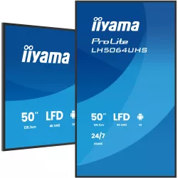 IIYAMA LFD 50 dalle IPS 4K UHD 3840x2160 16:9 24/7 2xHDMI USB-C 2xUSB HPs 500cd/m² 6.5ms VESA 400x300 Paysage/portrait…