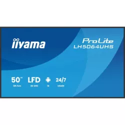 IIYAMA LFD 50 dalle IPS 4K UHD 3840x2160 16:9 24/7 2xHDMI USB-C 2xUSB HPs 500cd/m² 6.5ms VESA 400x300 Paysage/portrait…