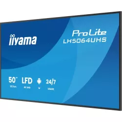 IIYAMA LFD 50 dalle IPS 4K UHD 3840x2160 16:9 24/7 2xHDMI USB-C 2xUSB HPs 500cd/m² 6.5ms VESA 400x300 Paysage/portrait…