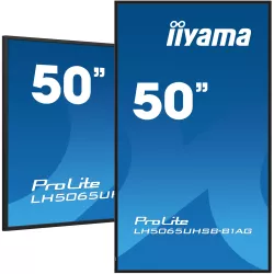 IIYAMA LFD 50 dalle VA 24/7 4K 3840x2160 16:9 2xHDMI DP 2xUSB 800cd/m² 9.5ms HP Paysage/portrait LAN (RJ45) RS-232c VESA…