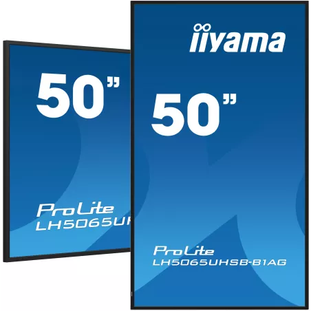 IIYAMA LFD 50 dalle VA 24/7 4K 3840x2160 16:9 2xHDMI DP 2xUSB 800cd/m² 9.5ms HP Paysage/portrait LAN (RJ45) RS-232c VESA…