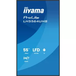 IIYAMA LFD 55 dalle VA 4K UHD 3840x2160 16:9 24/7 2xHDMI USB-C 2xUSB HPs 500cd/m² 6.5ms VESA 400x400 Paysage/portrait…