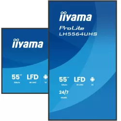 IIYAMA LFD 55 dalle VA 4K UHD 3840x2160 16:9 24/7 2xHDMI USB-C 2xUSB HPs 500cd/m² 6.5ms VESA 400x400 Paysage/portrait…