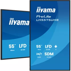 IIYAMA LFD 55" dalle IPS 24/7 4K UHD 3840x2160 3xHDMI 2xHP 10W DP 2xUSB 2.0 500cd/m² Paysage/port 8ms MediaPlayer VESA 400x400…
