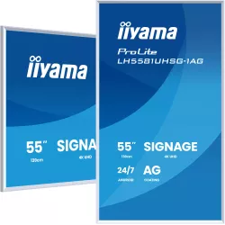 IIYAMA LFD 55" Blanc dalle VA 24/7 3840x2160 2xHDMI 2xUSB USB-C HPs 500cd/m² Paysage/port 6.5ms MediaPlayer Support mural…