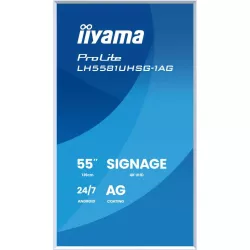 IIYAMA LFD 55" Blanc dalle VA 24/7 3840x2160 2xHDMI 2xUSB USB-C HPs 500cd/m² Paysage/port 6.5ms MediaPlayer Support mural…