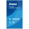 IIYAMA LFD 55" Blanc dalle VA 24/7 3840x2160 2xHDMI 2xUSB USB-C HPs 500cd/m² Paysage/port 6.5ms MediaPlayer Support mural…