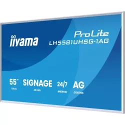 IIYAMA LFD 55" Blanc dalle VA 24/7 3840x2160 2xHDMI 2xUSB USB-C HPs 500cd/m² Paysage/port 6.5ms MediaPlayer Support mural…