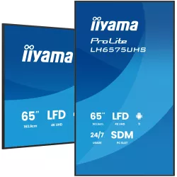 IIYAMA LFD 64,5" dalle IPS 24/7 4K UHD 3840x2160 3xHDMI 2xHP10W 1xDP 2xUSB 2.0 500cd/m² Paysage/port 8ms MediaPlayer VESA…