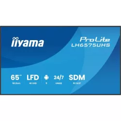 IIYAMA LFD 64,5" dalle IPS 24/7 4K UHD 3840x2160 3xHDMI 2xHP10W 1xDP 2xUSB 2.0 500cd/m² Paysage/port 8ms MediaPlayer VESA…