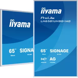 IIYAMA LFD 65" Blanc dalle VA 24/7 3840x2160 2xHDMI 2xUSB USB-C HPs 500cd/m² Paysage/port 6.5ms MediaPlayer Support mural…